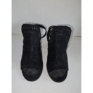 Carlos by Carlos Santanaβ Black Suede Cutout Heeled Sandals Size 6.5
